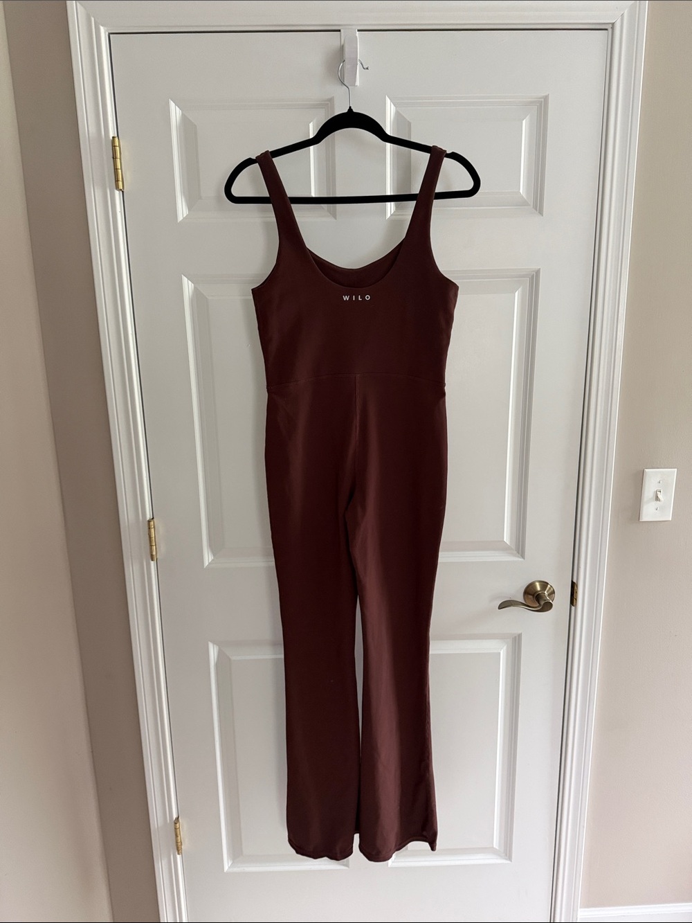 Scoop-Neck Brown Wide-Leg Jumpsuit - Picture 2 of 2